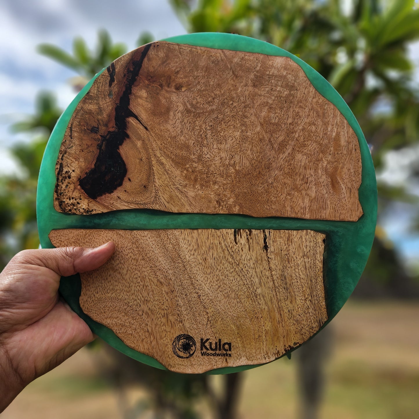 Round Hawaiian Mango with green resin